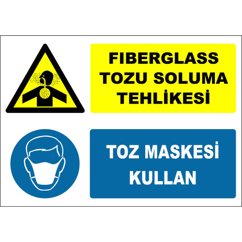 Fiberglass Dust Inhalation Hazard Dust Mask Use Sign Board Signage Label ZY2882