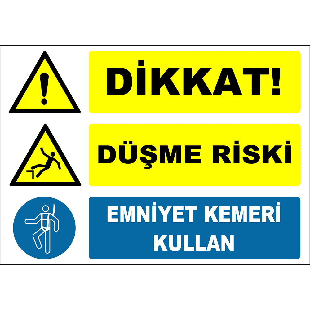 Caution Risk of Falling Use Seat Belt Signage Signage Label ZY2124