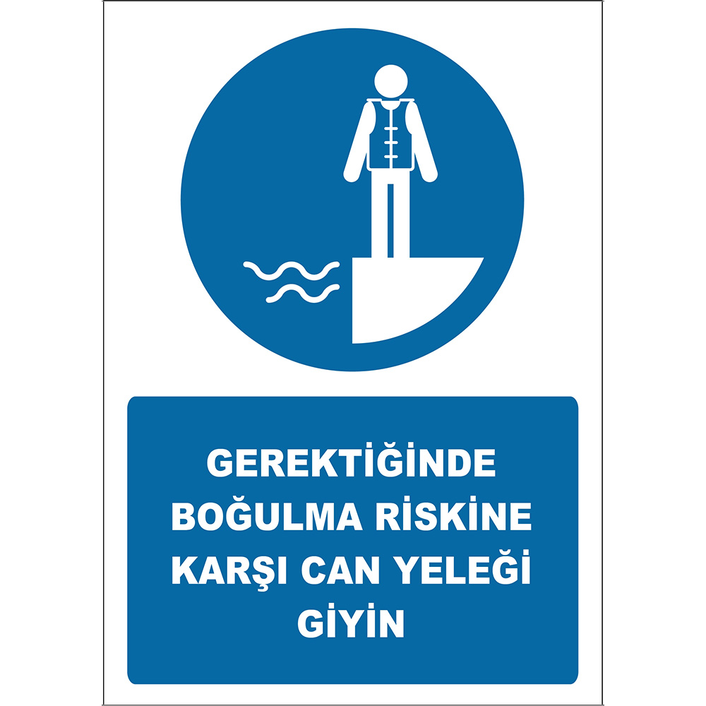 If Necessary, Wear a Life Jacket Against the Risk of Drowning Sign Board Sign Label EF2571