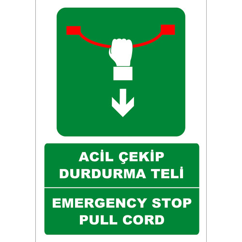 Turkish English Emergency Pull-out Wire Sign Board Label EF1385