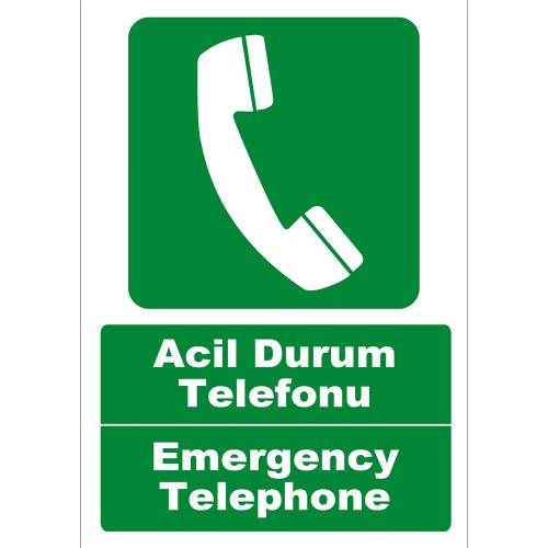 Turkish English Emergency Telephone Emergency Telephone Sign Board Label EF1199