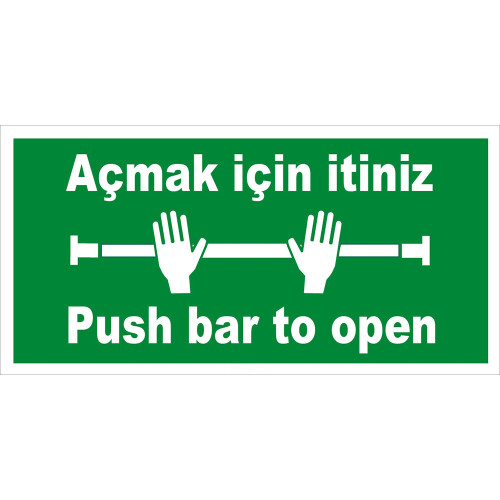 Turkish English Please Push to Open the Sign Board Label EF2244