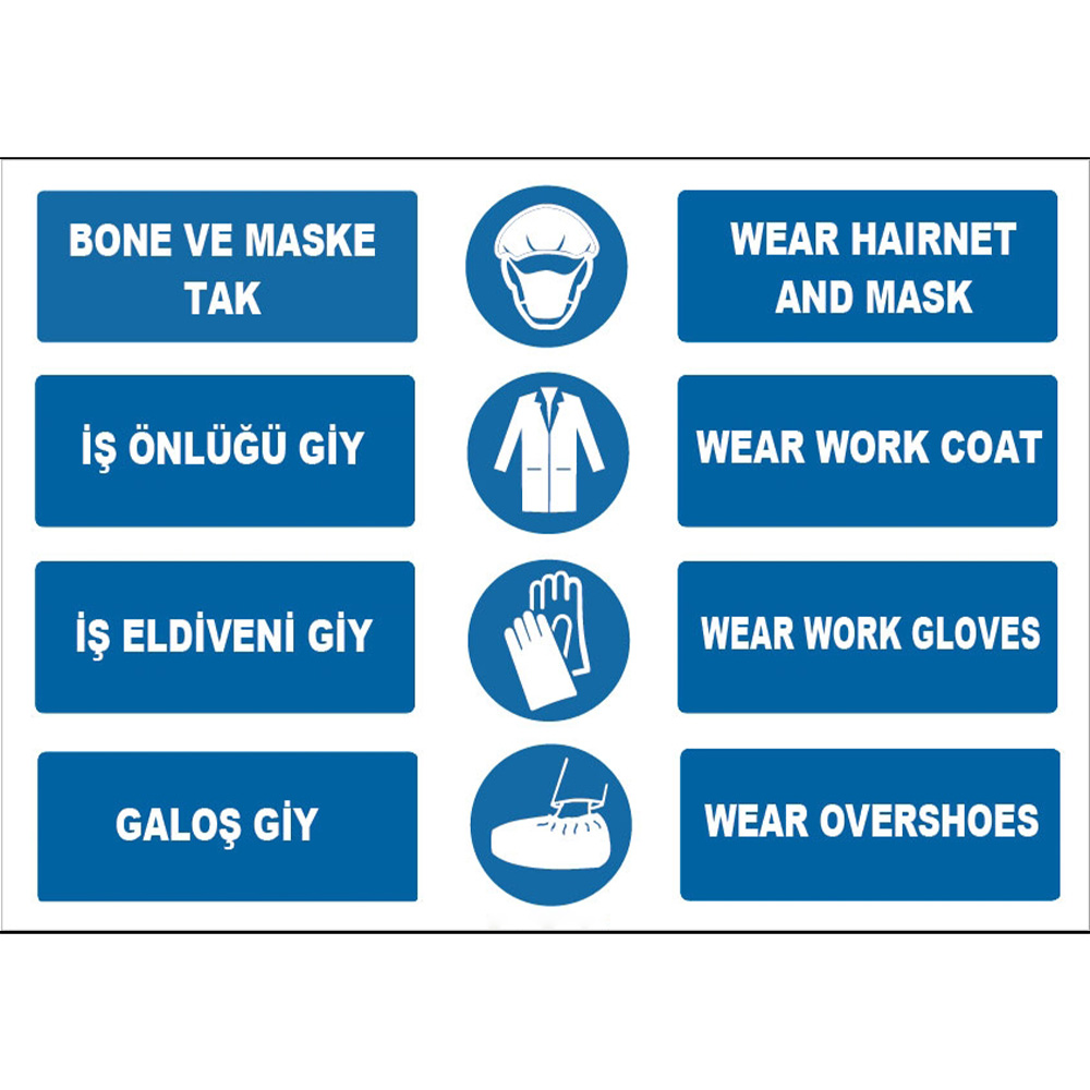 Turkish English Bone Mask Work Apron Work Gloves Overshoes Sign Board Sign Sticker ZY1492