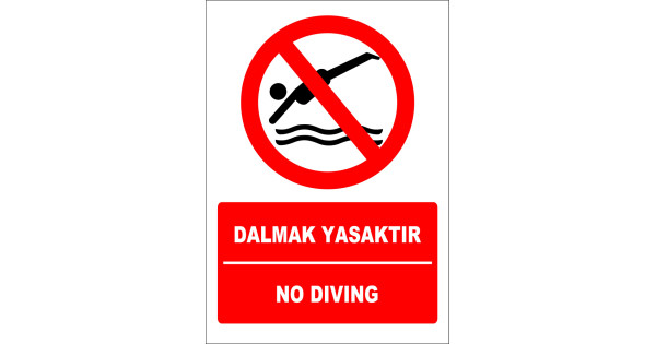 Turkish English Diving Is Forbidden Signboard Signboard Sticker