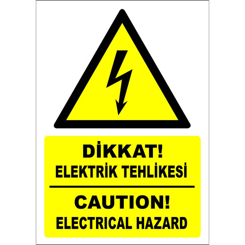 Turkish English Caution Electrical Hazard Sign Board Label PF1767