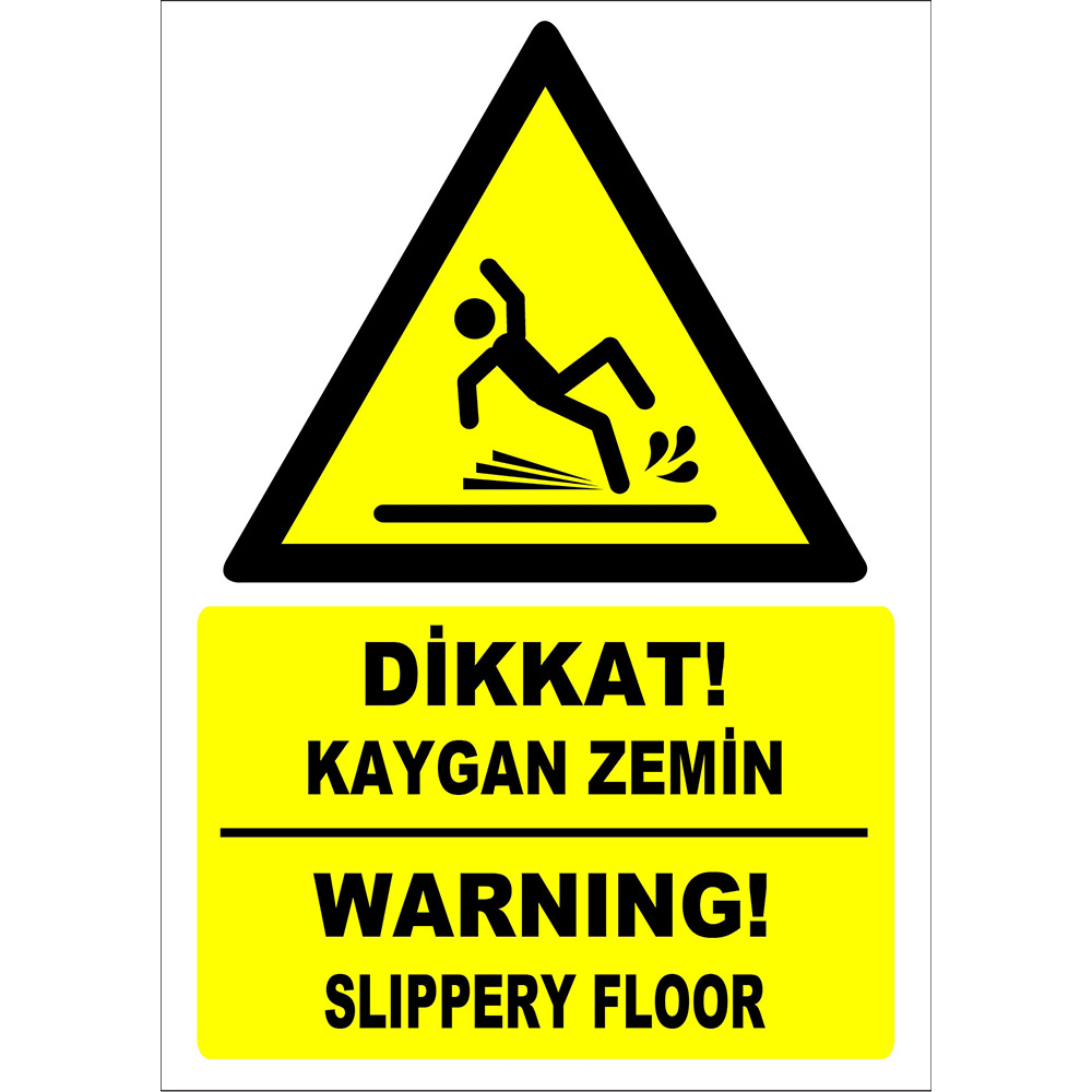 Turkish English Attention Slippery Floor Symbol Sign Board Sign ZY2791