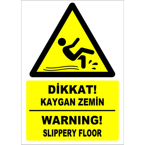 Turkish English Attention Slippery Floor Sign Board Sign Sticker Label ZY2792