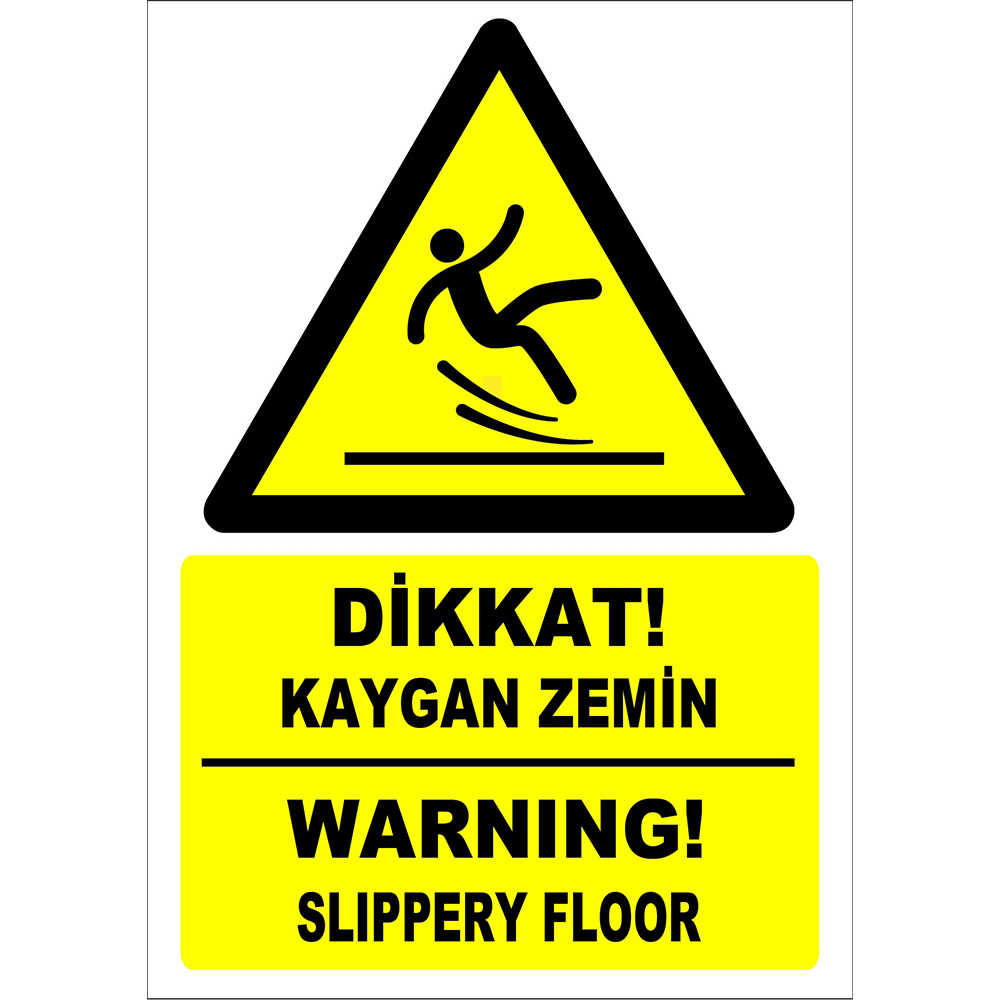 Turkish English Attention Slippery Floor Sign Board Sign Sticker Label ZY2793