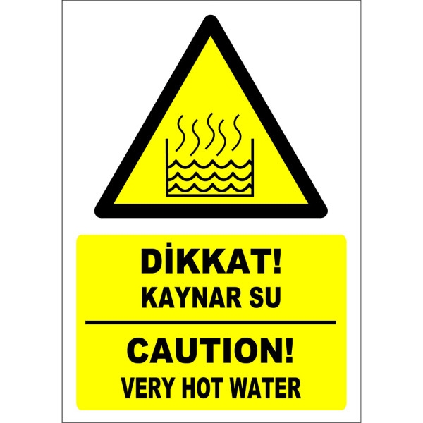 Turkish English Attention Boiling Water Caution Sign Board Label EF1238