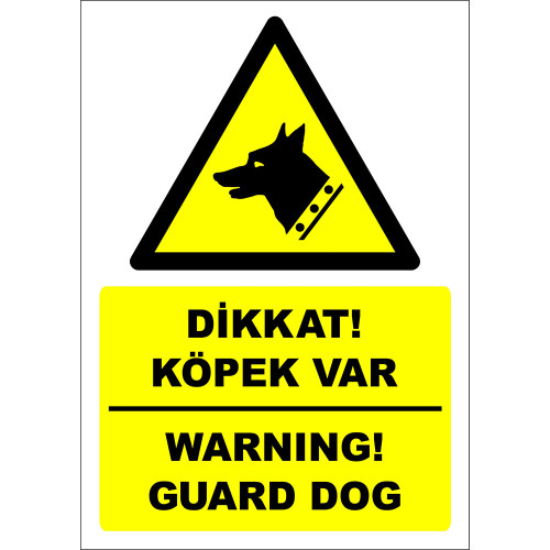 Turkish English Caution Dog Var Sign Board Tag EF2717