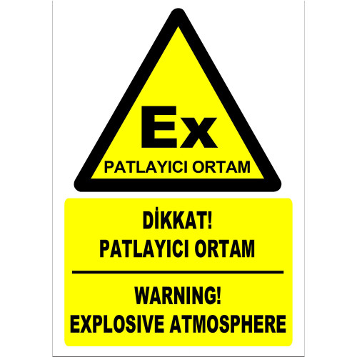 Turkish English Caution Explosive Environment Sign Board Signage Label ZY2503