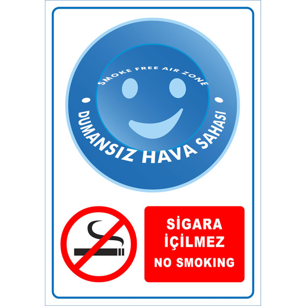 Turkish English Smoke-Free Airspace No Smoking Sign Board Label PF1800