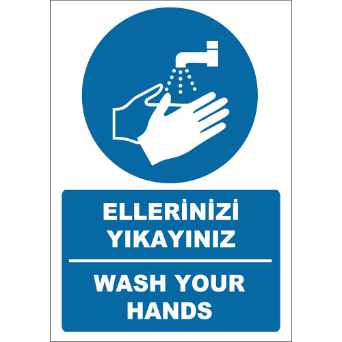 Turkish English Wash Your Hands Wash Your Hands Sign Sticker EF1281