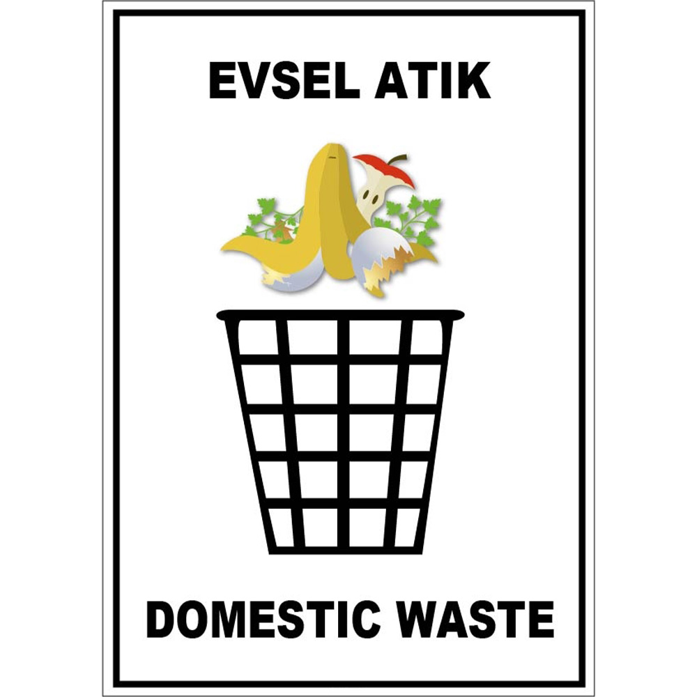 Turkish English Household Waste Sign Board Label EF1924