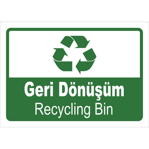 Turkish English Recycling Sign Board Label PF1794