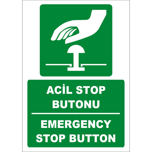 Turkish English Emergency Stop Button Sign Board Signage Label ZY2057