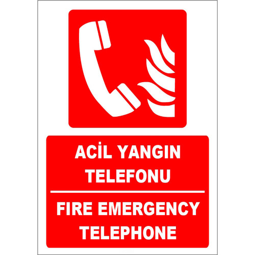 Turkish English Emergency Fire Telephone Sign Board Signage Label ZY1962