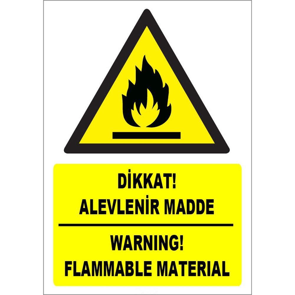 Turkish English Caution Flared Bullet Sign Sign Sticker Label ZY1842