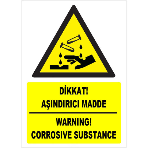 Turkish English Caution Abrasive Bullet Sign Sign Sticker Label ZY1844