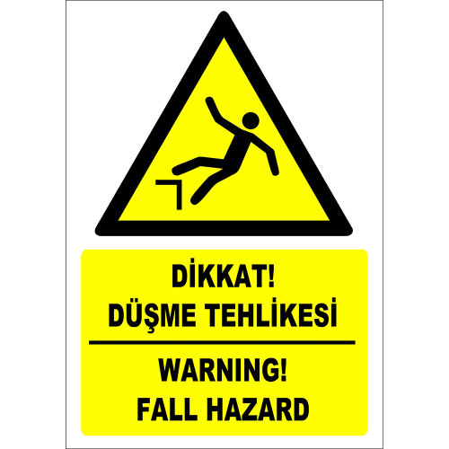 Turkish English Caution Fall Hazard Sign Sign Sign Label ZY2102