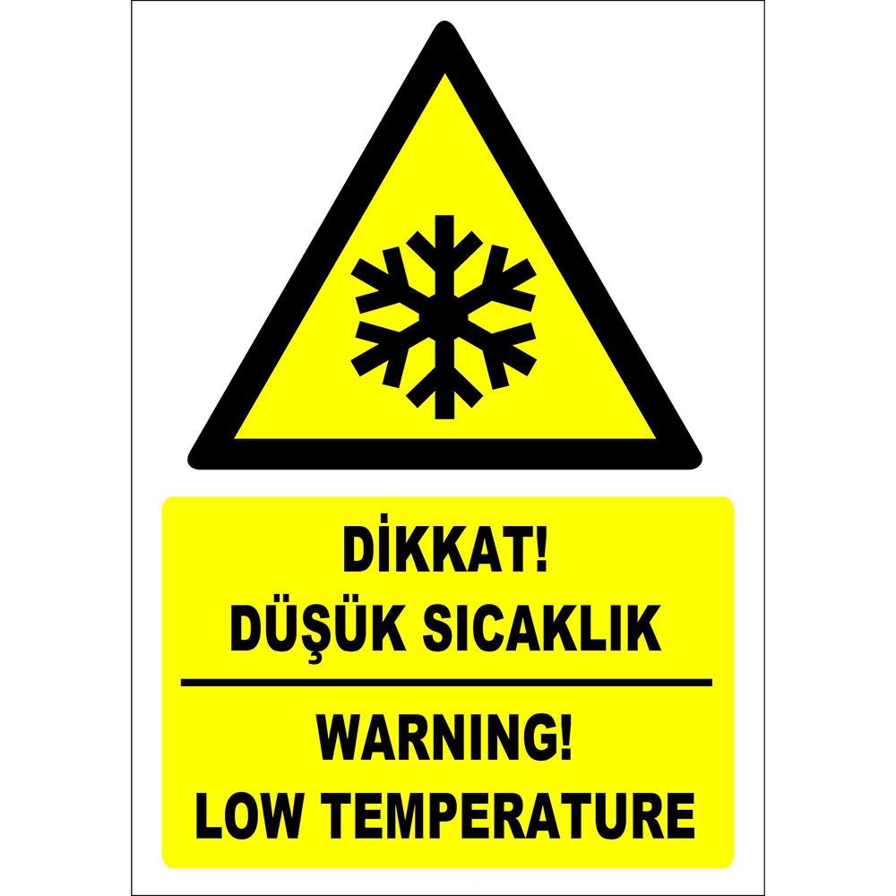 Turkish English Caution Low Temperature Sign Board Signage Label ZY2103