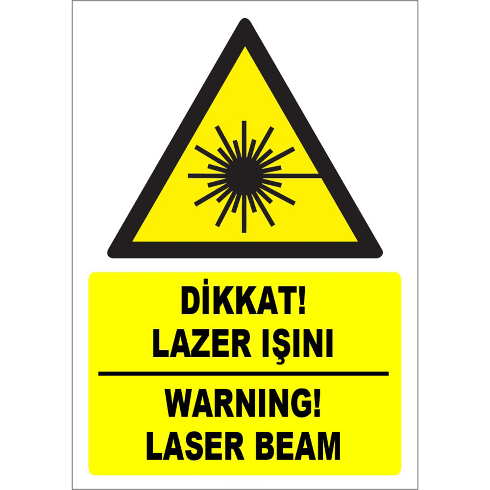 Turkish English Attention Laser Beam Sign Board Signage Label ZY1866