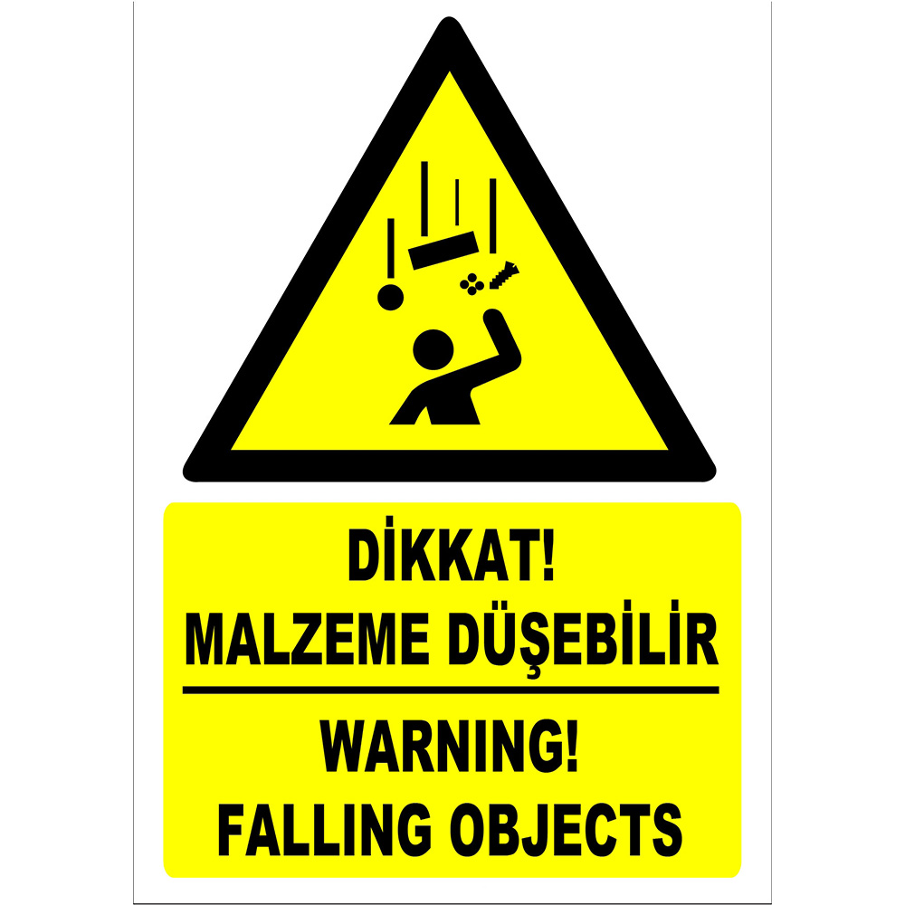 Turkish English Attention Material May Fall Sign Board Signage Label ZY2463