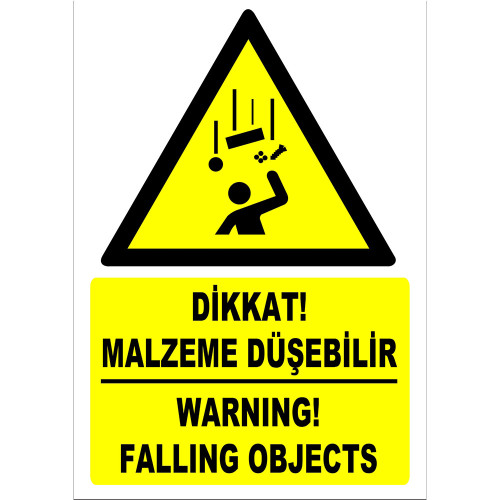 Turkish English Attention Material May Fall Sign Board Signage Label ZY2463