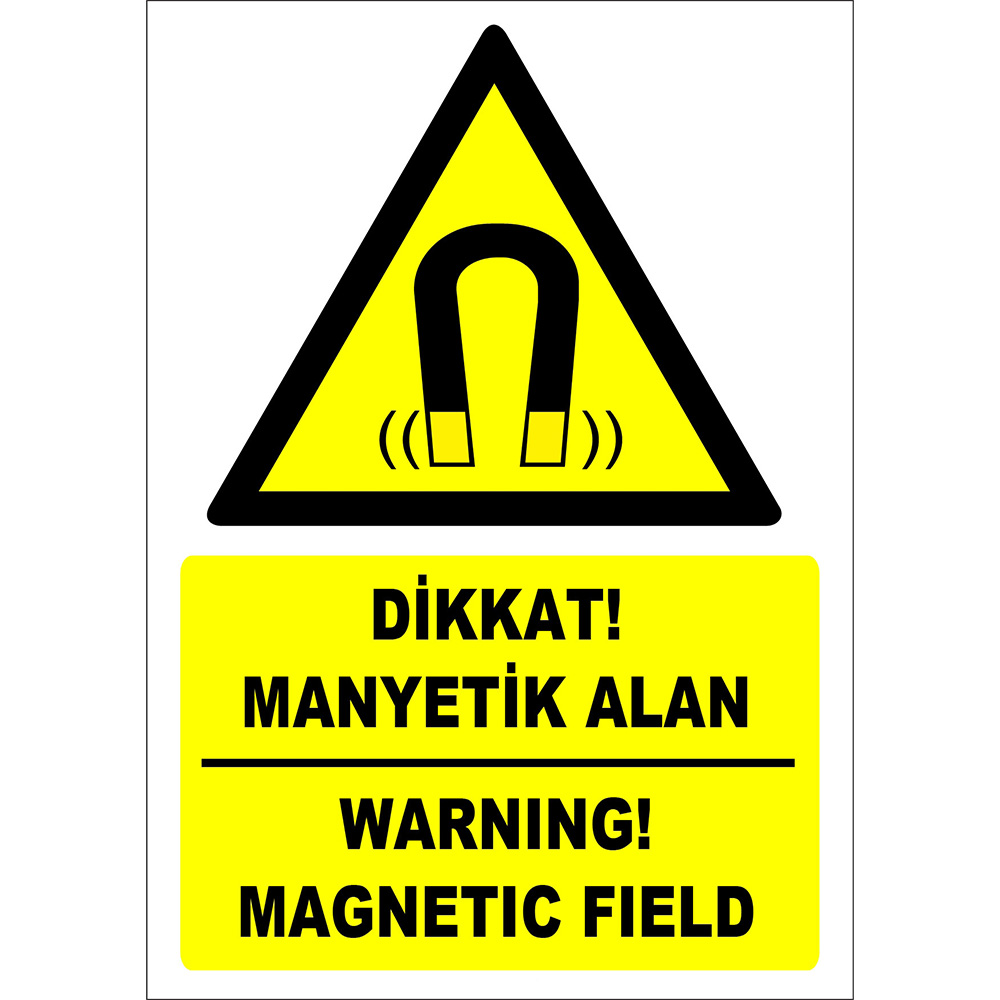 Turkish English Attention Magnetic Field Sign Sign Sign Label ZY2109