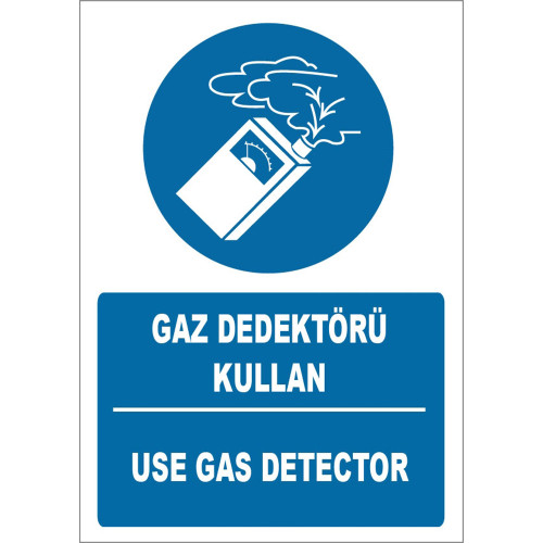 Turkish English Use Gas Detector Sign Board Signage Label ZY1762