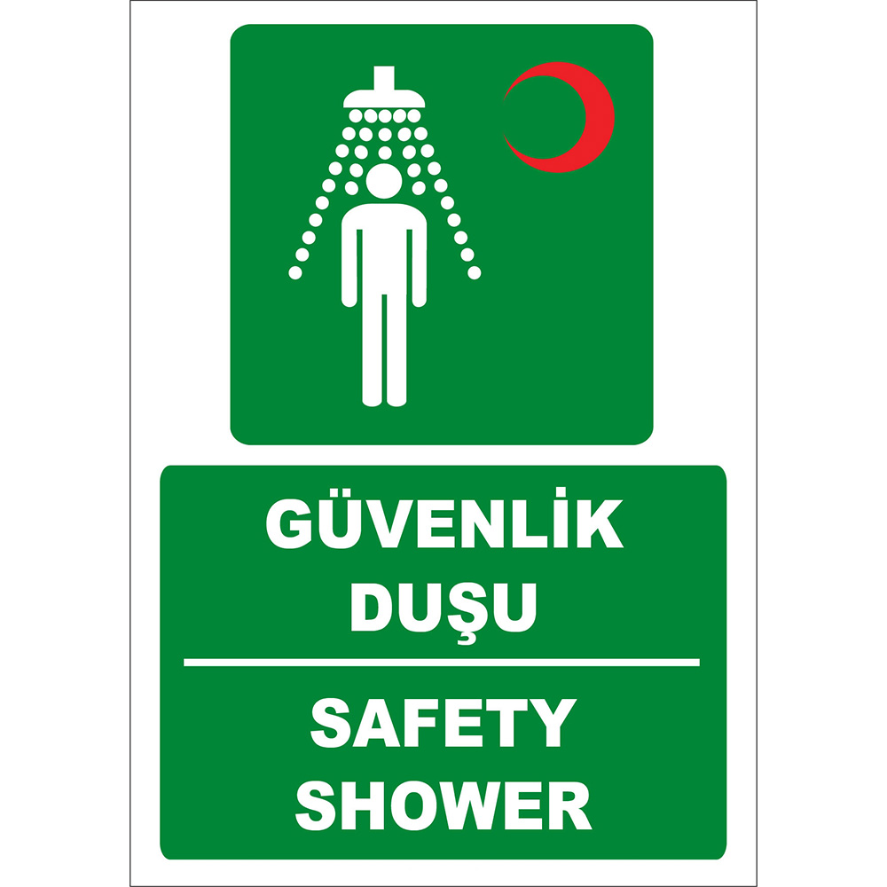 Turkish English Safety Shower Sign Board Signage Label ZY2040