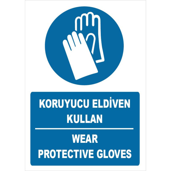 Turkish English Use Protective Gloves Sign Board Signage Label ZY1254