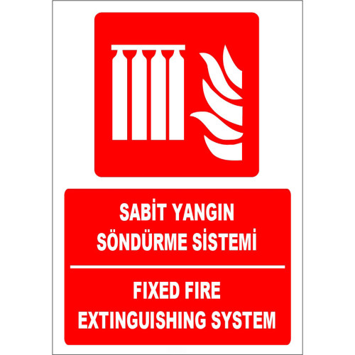 Turkish English Fixed Fire Extinguishing System Sign Board Signage Label ZY1964