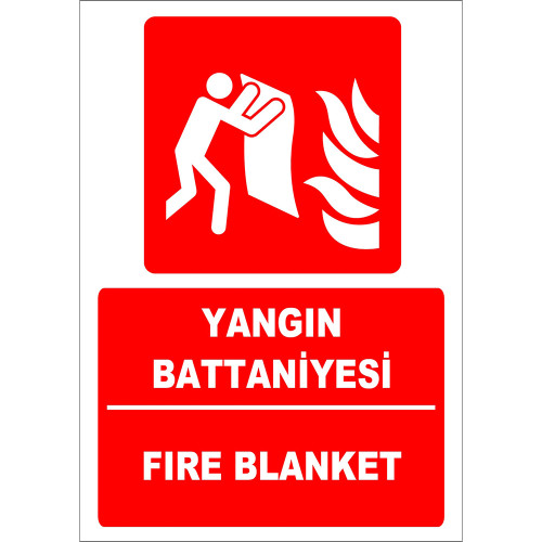 Turkish English Fire Blanket Sign Board Sign Sticker ZY2153