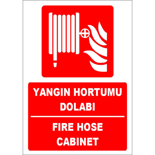 Turkish English Fire Hose Cabinet Sign Board Sign Label ZY1952