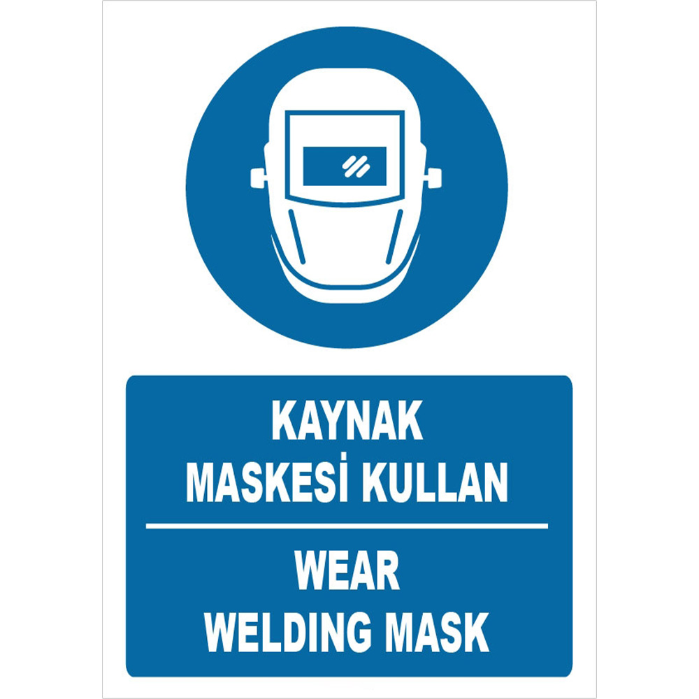 Turkish English Use Welding Mask Sign Board Signage Label ZY1399