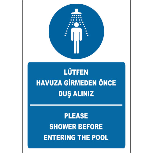 Turkish English Please Take A Shower Before Entering The Pool Sign Board Label EF2269