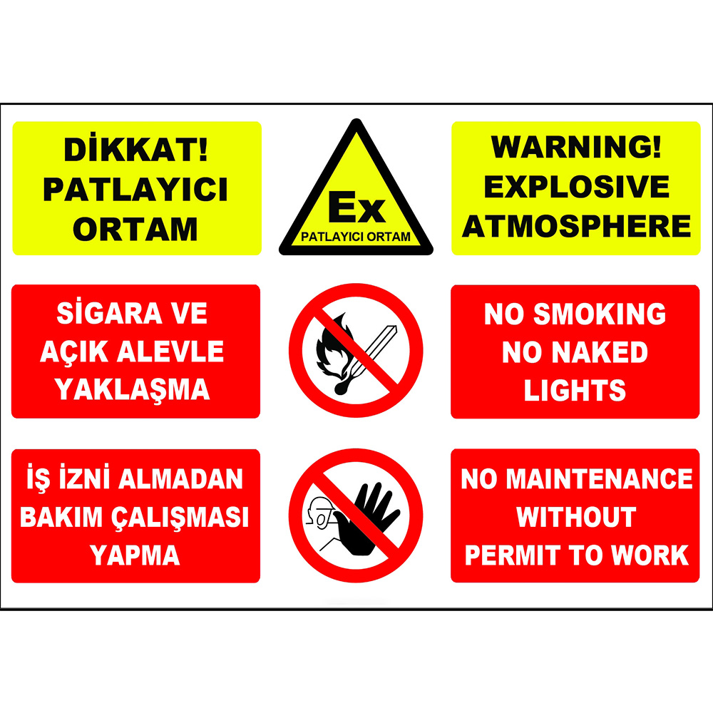 Turkish English Explosive Environment Label Sign Board Sign Board ZY2509