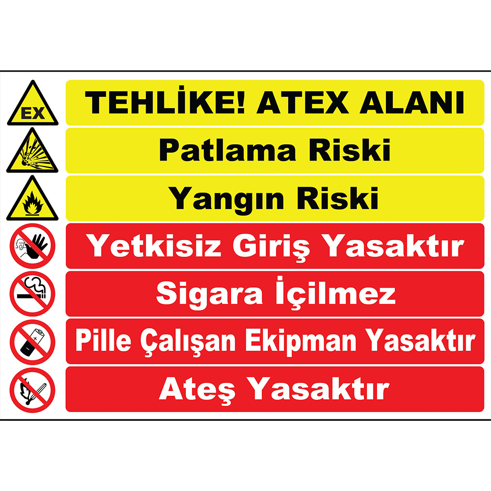 Turkish English Hazard ATEX Area Sign Board Label EF1196