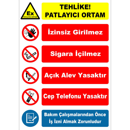 Hazard Explosive Environment Sign Sign Board Sticker EF1200