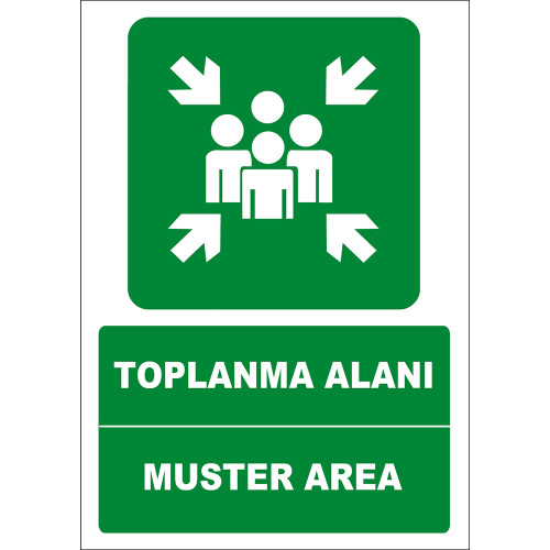 Turkish English Assembly Area Sign Board Label EF1478