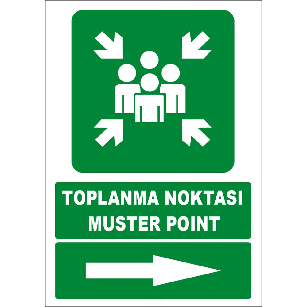 Turkish English Meeting Point Sign Board Label EF1495 On the Right Side