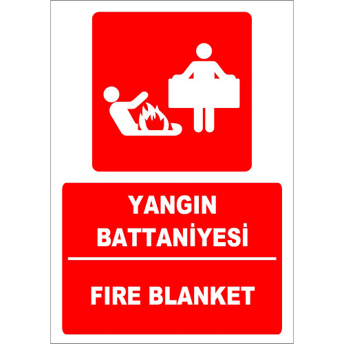 Turkish English Fire Blanket Sign Board Sign Sticker ZY1997