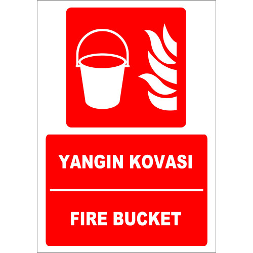 Turkish English Fire Bucket Sign Board Label EF2251