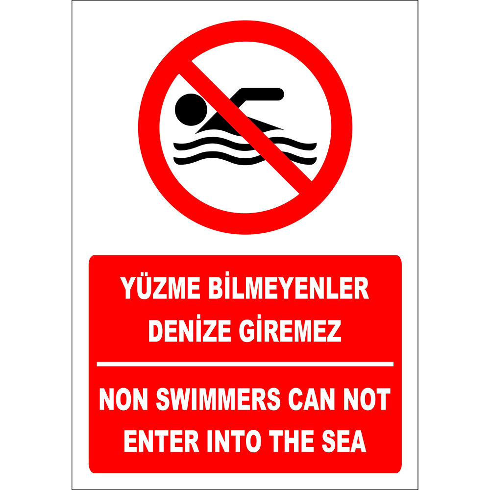 Turkish English Those Who Can't Swim Can't Swim Sign Sticker EF2316