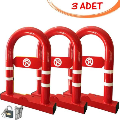 Parking Barrier Parking Iron Locked Reclining Barrier (3 PCS) Red