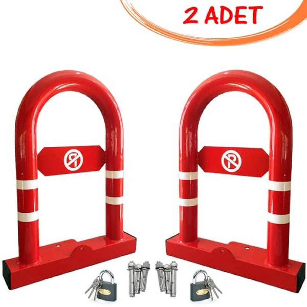 Parking Barrier Parking Iron Locked Reclining Barrier (2 PCS) Red