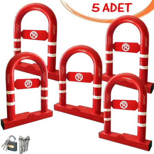 Parking Barrier Parking Iron Locked Reclining Barrier (5 PCS) Red