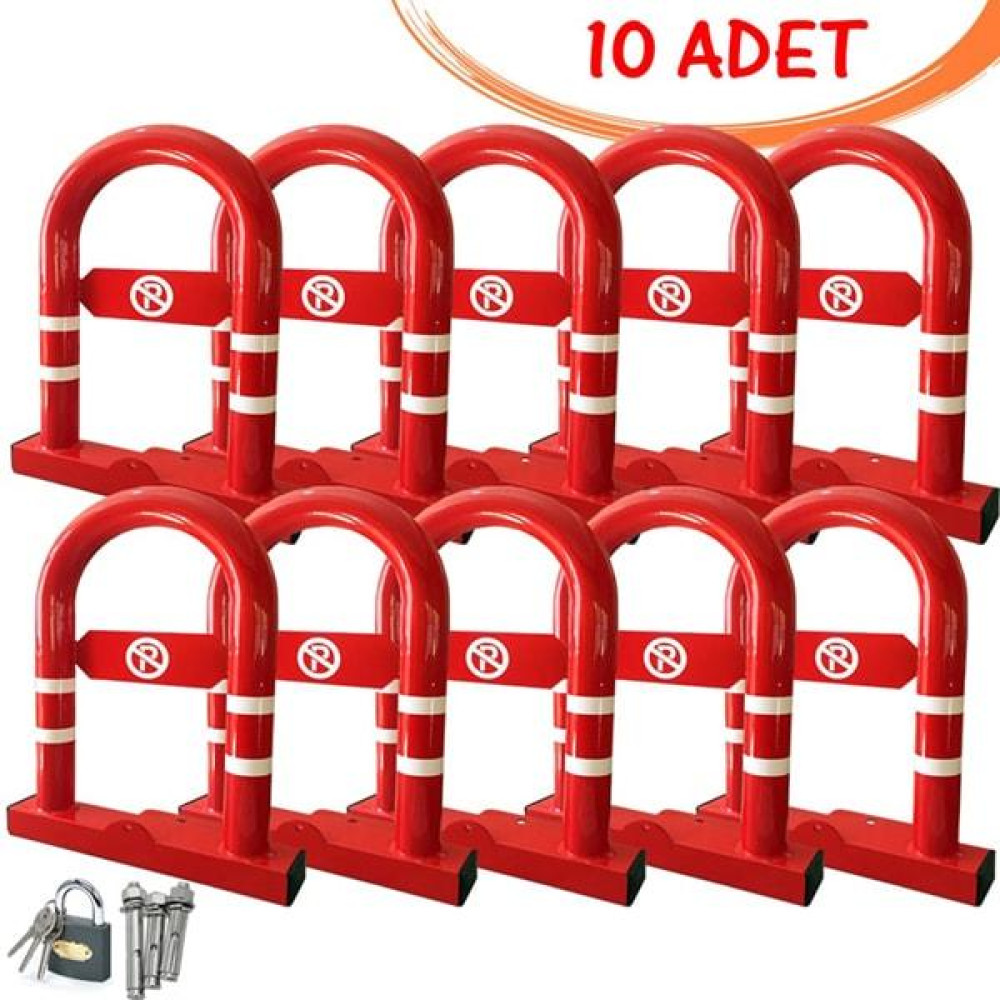 Parking Barrier Parking Iron Locked Reclining Barrier (10 PCS) Red