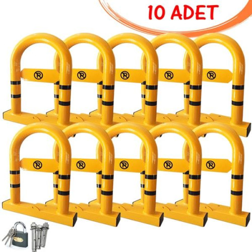 Parking Barrier Parking Iron Locked Reclining Barrier (10 PCS) Yellow